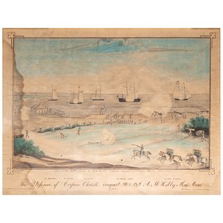 Battle of Corpus Christi, Civil War Watercolor Featuring Captain James Ware, 1st Texas Cavalry