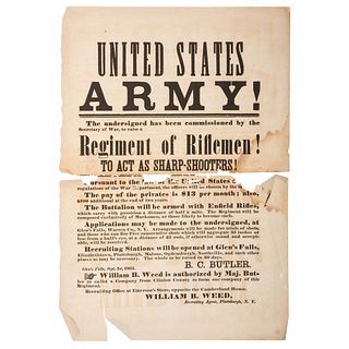 Civil War Broadside Seeking "Regiment of Riflemen! To Act as Sharp-Shooters!"