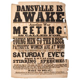 Dansville, New York Recruitment Broadside, "Young Men to the Rescue, Patriotic Women At Work!