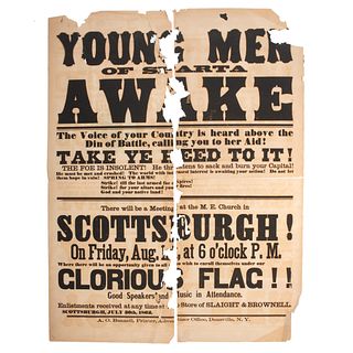 New York Civil War Recruitment Broadside, Young Men of Sparta, Awake!