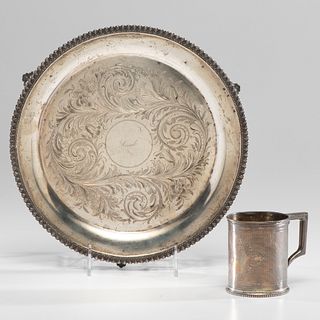Coin Silver Salver and Sterling Silver Loving Cup Identified to CSA General Gilbert Moxley Sorrel and Family