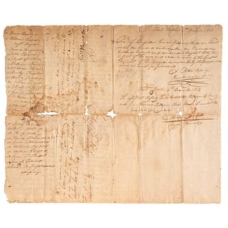 A Rare Military Receipt for Muskets Sent to Andrew Jackson at Fort Strother, Alabama, 1813