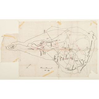 Captured Japanese Iwo Jima Hand Drawn Map