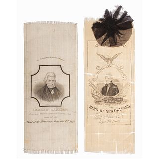  Pair of Andrew Jackson Memorial Ribbons, 1845