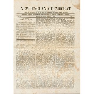 New England Democrat, Complete Bound Volume Containing Rare Democratic Party Newspaper, January 1844-February 1845
