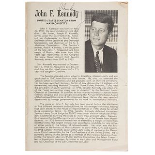 John F. Kennedy Signed Program, 1959
