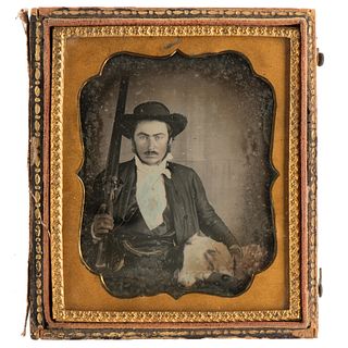 Sixth Plate Daguerreotype of Armed Man, Possibly Californio