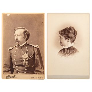 George Armstrong and Elizabeth Custer Cabinet Cards, Plus View of Little Bighorn Monument