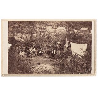 CDV Showing Men at Camp, Incl. American Indian and Caucasian Subjects
