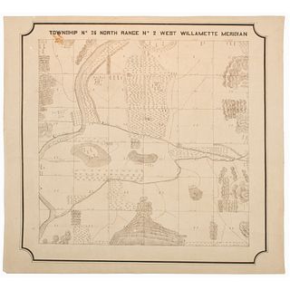 First "Exemplar" Township Map Drawn for the Oregon Territory, Survey of an Isolated Township, Plus