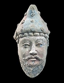 Superb Gandharan Pottery Head of a Bearded Man