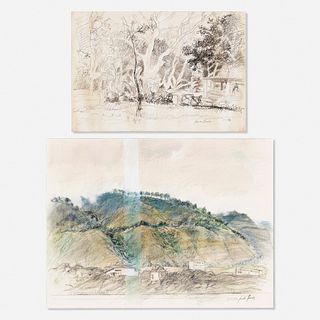 Jacobo Borges, Untitled (landscape) and Untitled (landscape 12 March 1976) from the from the La Montaña y su Tiempo suite