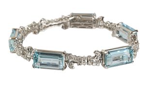 H. Stern, Vintage Diamond and Aquamarine Bracelet