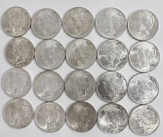 20 US Silver Dollars, 1923, Peace