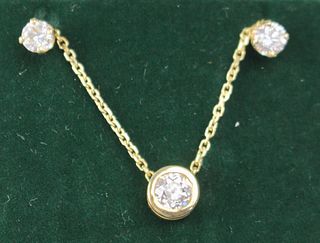 14K Diamond Necklace and Earrings