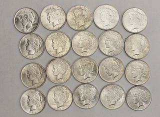 20 US Silver Dollars, 1922, Peace