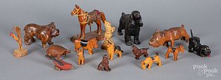 Group of carved animals, early/mid 20th c.