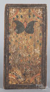 Folk art painted pine box lid, late 18th c.