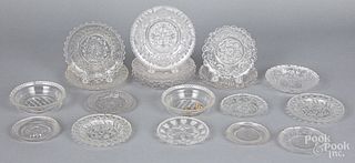 Lacy glass cup and toddy plates, small bowls, etc