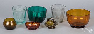 Seven pieces of colored glass