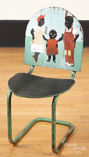 Folk Art Black Americana painted porch chair