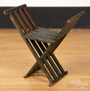 Primitive painted folding chair, early 20th c.