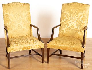 Pair of Federal style mahogany lolling chairs.