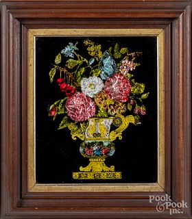 Foilwork urn of flowers, late 19th c.