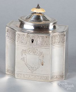 English silver tea caddy, 1796-1797