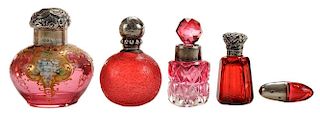 Five Ruby and Cranberry Glass Perfume