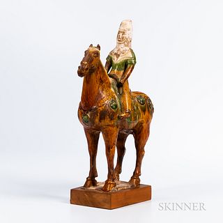 Sancai-glazed Pottery Figure of Horse and Female Rider
