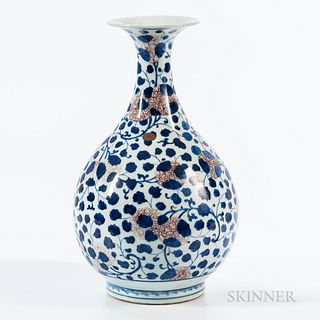 Copper Red-decorated Blue and White Bottle Vase
