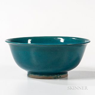 Monochrome Turquoise Blue-glazed Porcelain Bowl
