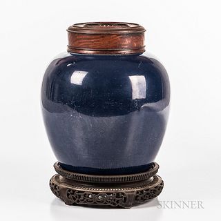 Powder Blue and Gilt Jar