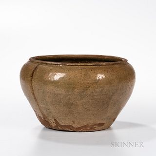 Celadon-glazed Stoneware Wide-mouthed Alms Bowl