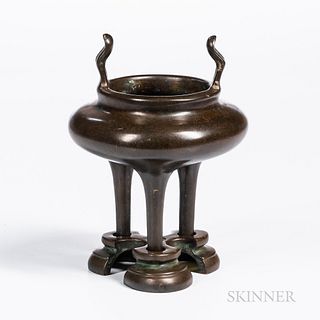 Bronze Tripod Censer and Stand