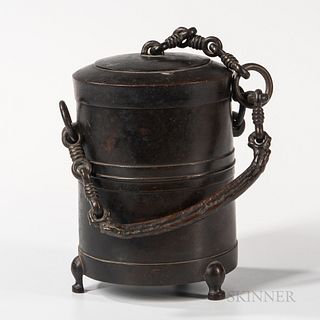 Bronze Vessel with Chained Handle and Cover