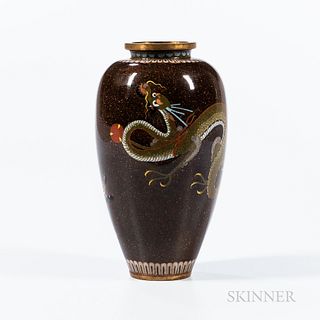 Gold-speckled Brown Cloisonné Vase