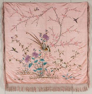 Embroidered Silk Coverlet