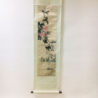 Hanging Scroll with Embroidered Painting