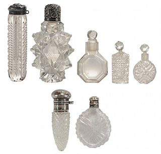 Seven Small Cut Glass Perfume Bottles