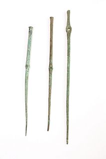 Lot of 3 Ancient Roman Bronze Needles c.1st century AD. 