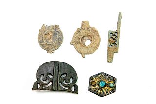 Lot of 5 Ancient Roman Bronze Buckles fragments c.1st century AD. 