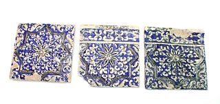 Lot of 3 Islamic Persian Qajar Ceramic Tiles c.18th century AD. 