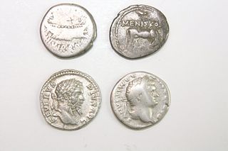 Lot of 4 ancient coin, 3 roman denarius, 1 Greek Drachm.