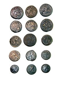 Lot of 15 Ancient Large Ptolemy Egypt Bronze Coins