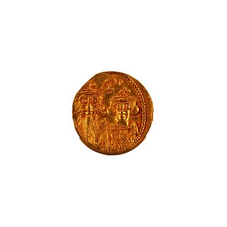 Ancient Byzantine Constans II with Constantine IV gold coin