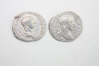 Lot of 2 Ancient Roman Trajan Silver Denarius
