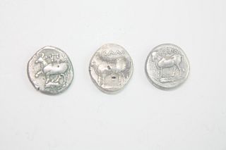 Lot of 3 Ancient Greek Silver Drachms Circa 400-350 BC