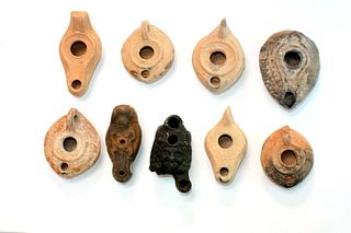 Lot of 9 Ancient Roman Terracotta Oil Lamps c.2/3rd century AD. 